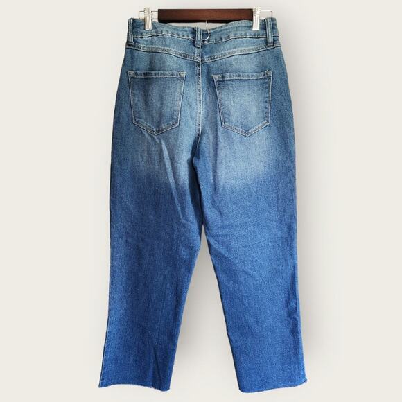 Sincerely Jules NWT Distressed Raw Hem HighRise Mom Stovepipe straight jeans sz7 - Picture 2 of 7